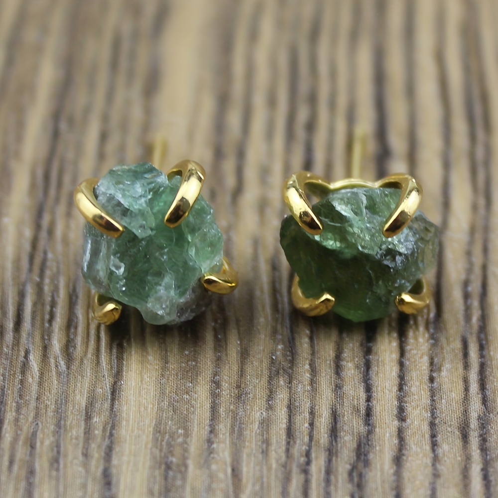 E-shop Reine handgefertigte, natürliche, unregelmäßige, originelle Mineral-Four-Claw-Ohrstecker aus Kristall-Achat, Geburtstagsstein,