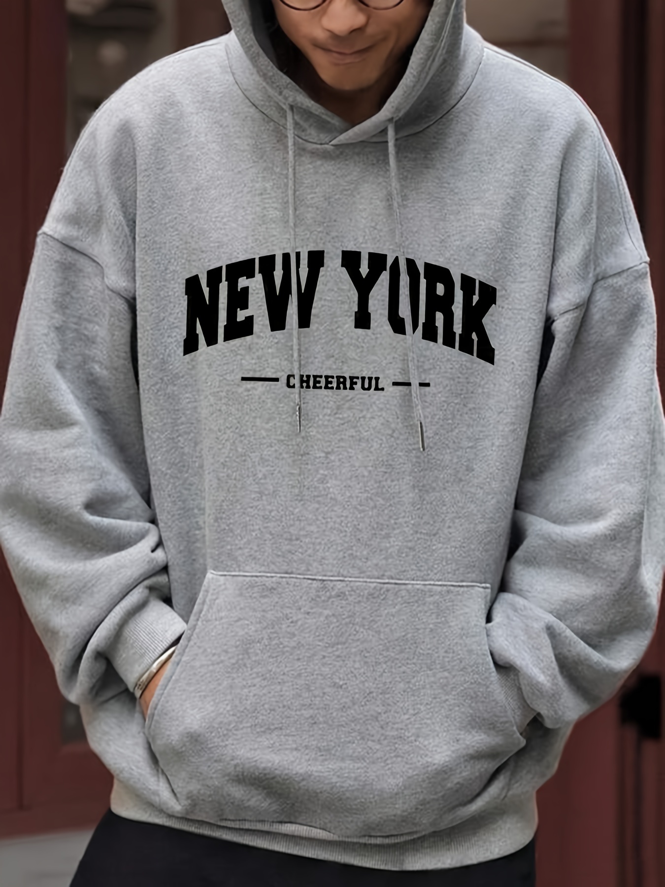 Hoodie - Light gray melange/New York - Kids