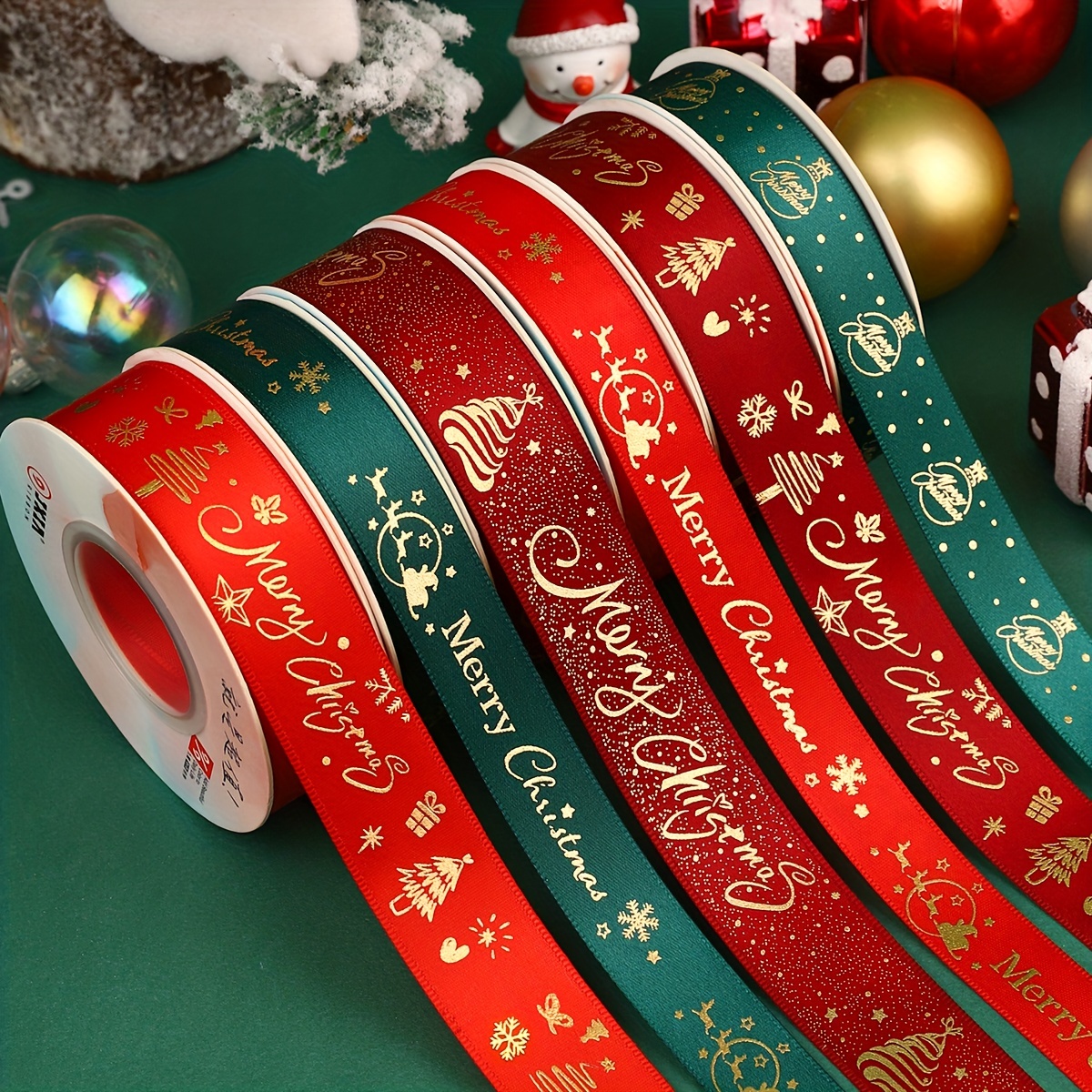 1 Yard Christmas Printed Grosgrain Ribbon Set For Gift - Temu