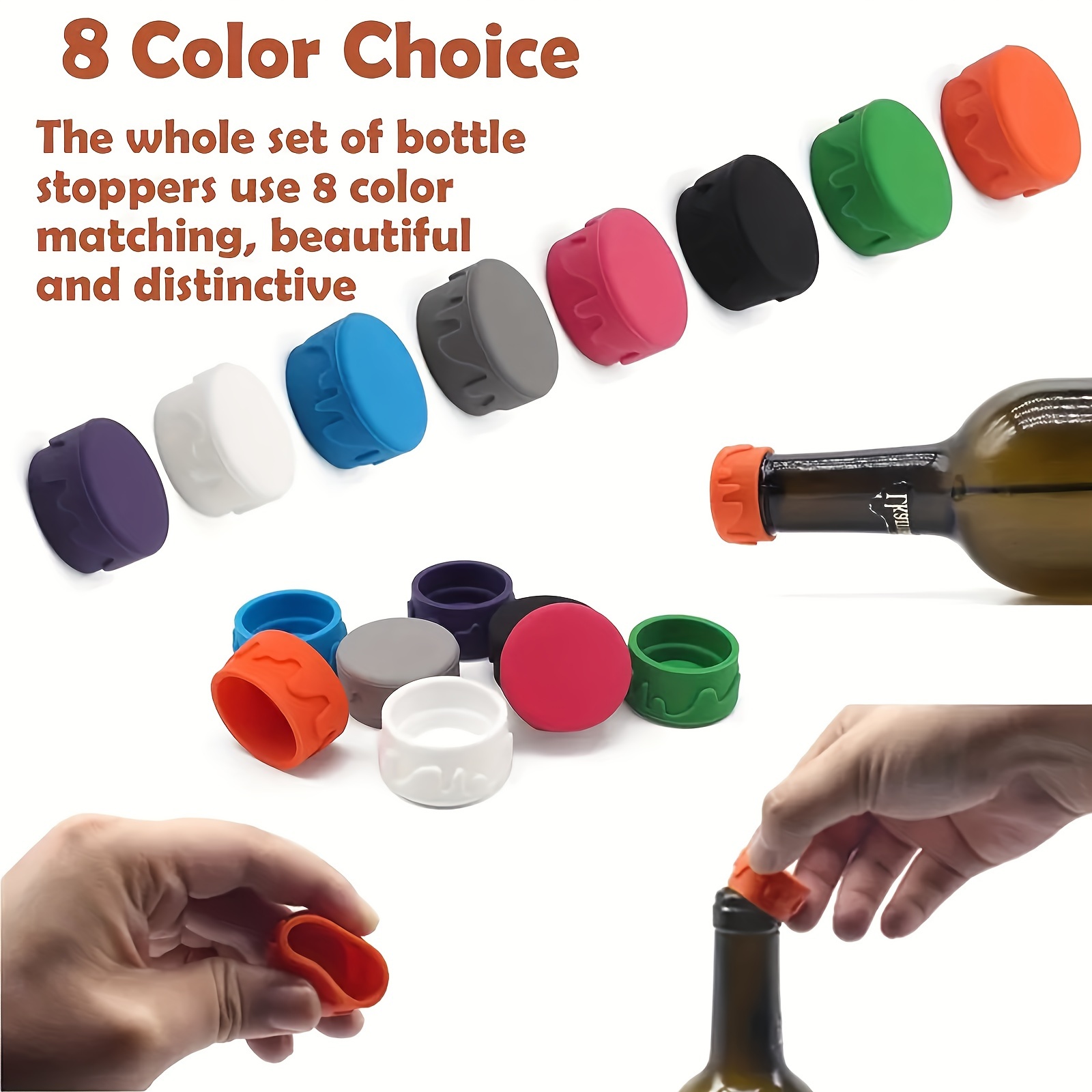 1/3/4PCS Silicone Wine Stoppers Beverage Bottle Sealer Reusable
