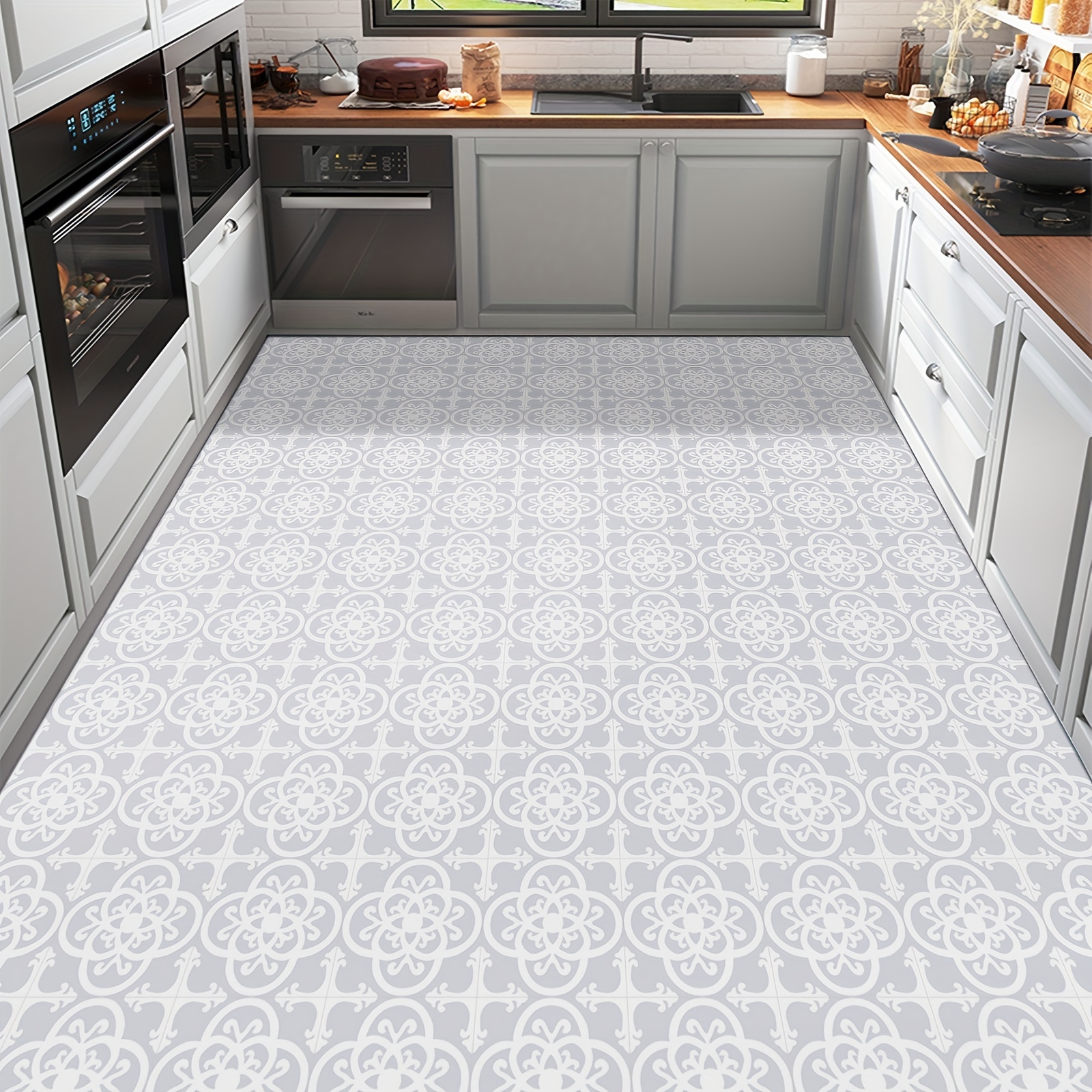10pcs Gery Flower Adhesive Floor Tiles Vinilo Suelo - Temu