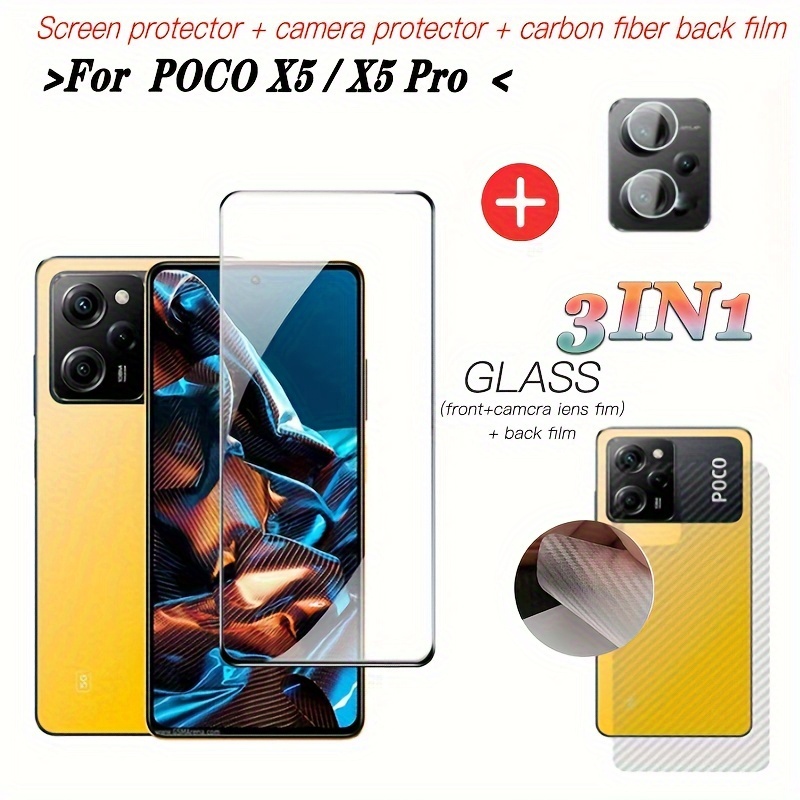 3 En 1 Protector De Pantalla De Vidrio Templado Para Xiaomi POCO X5/X5 Pro  + Película De Lente + Película Trasera
