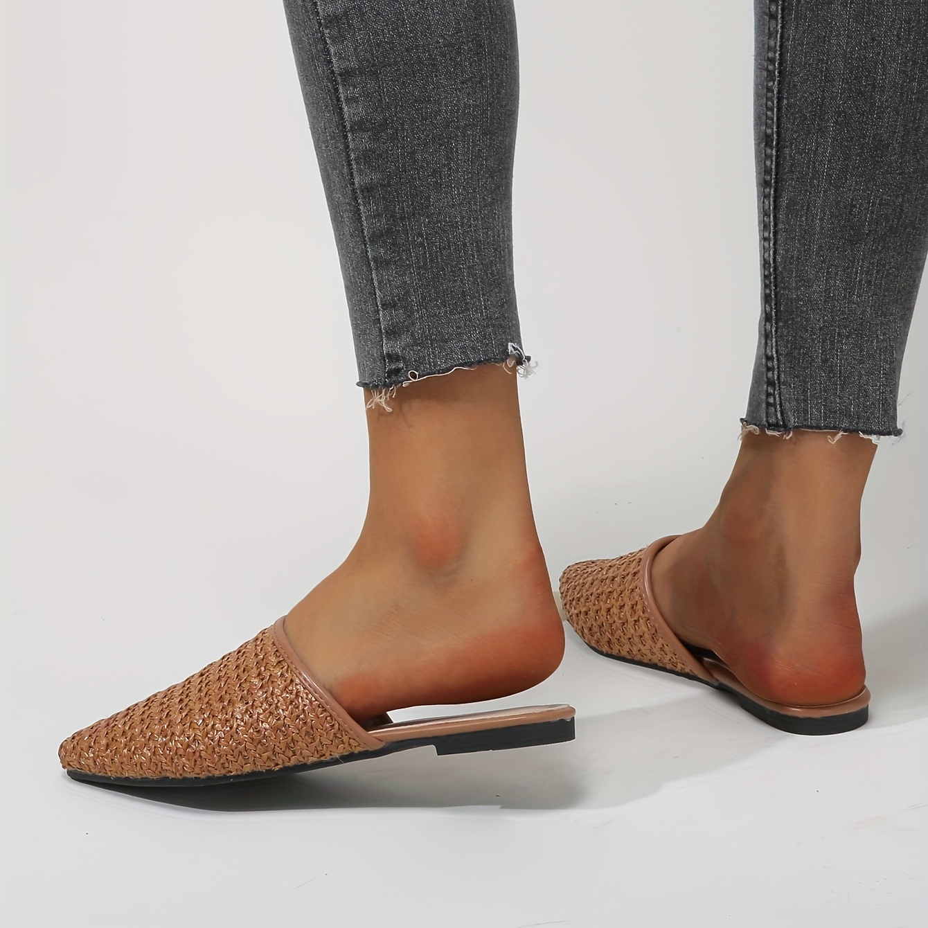 Woven Pointy Flat Mules