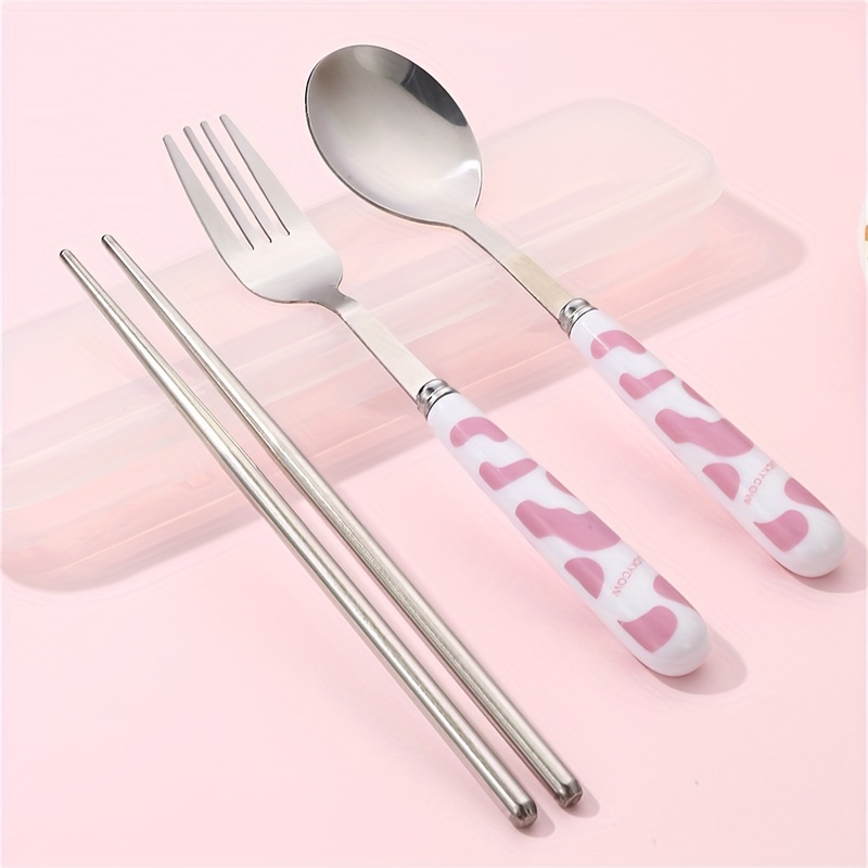 3PCS/Set Cute Cat Dinnerware Kitchen Supplies Spoon Chopsticks Set