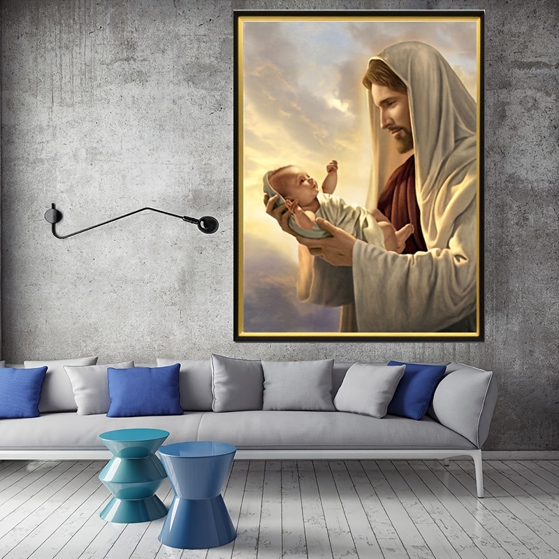 5D Artificial Diamond Painting For Adults And Kids Beginners, Painting By Numbers Kit On Canvas, Frameless DIY Colorful Father And Child Home Decor (30x40cm) 11.8x15.7 Inch