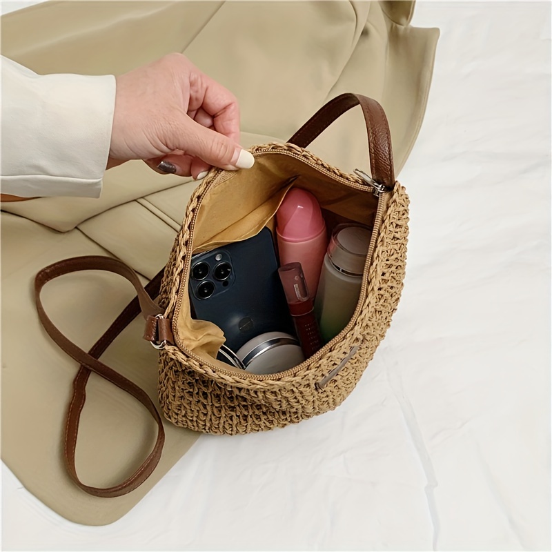 Straw Beach Bag Women's Woven Crossbody Shoulder Bag For Holiday