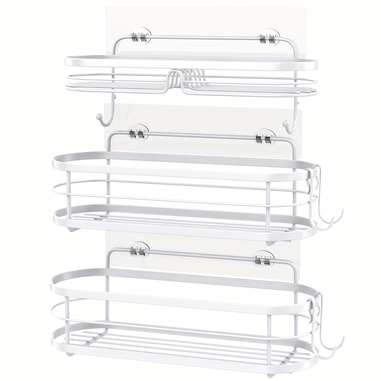 Adhesive Shower Caddy Shower Shelves Stainless Steel Self in Black, 3