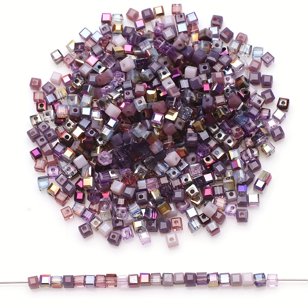 

98pcs Set Of 3mm Square Crystal Glass Beads For Making - Earrings, Bracelets & Necklaces, Accessories