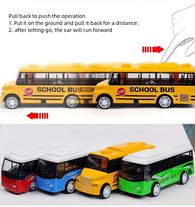 Pull Back Alloy Car Toy Car Bus Simulation Alloy Plastic Bus - Temu