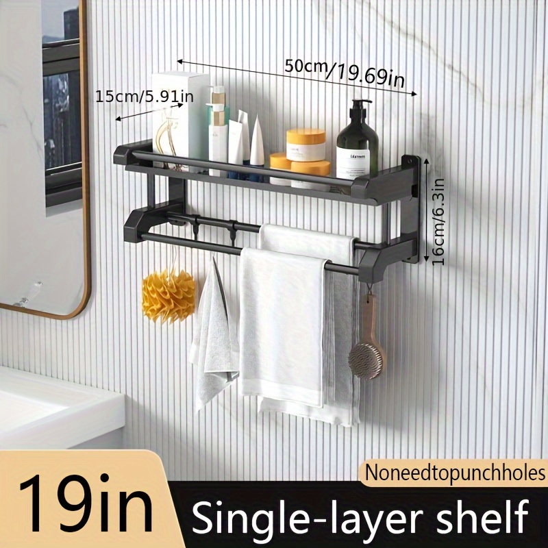 Bathroom Storage Rack With Towel Bar, Bathroom Hanging Shelf, Wall Mounted  Bathroom Shelves, Shampoo Shower Gel Holder, Bathroom Caddy Organizer, Shower  Caddy Basket, Bathroom Accessories - Temu