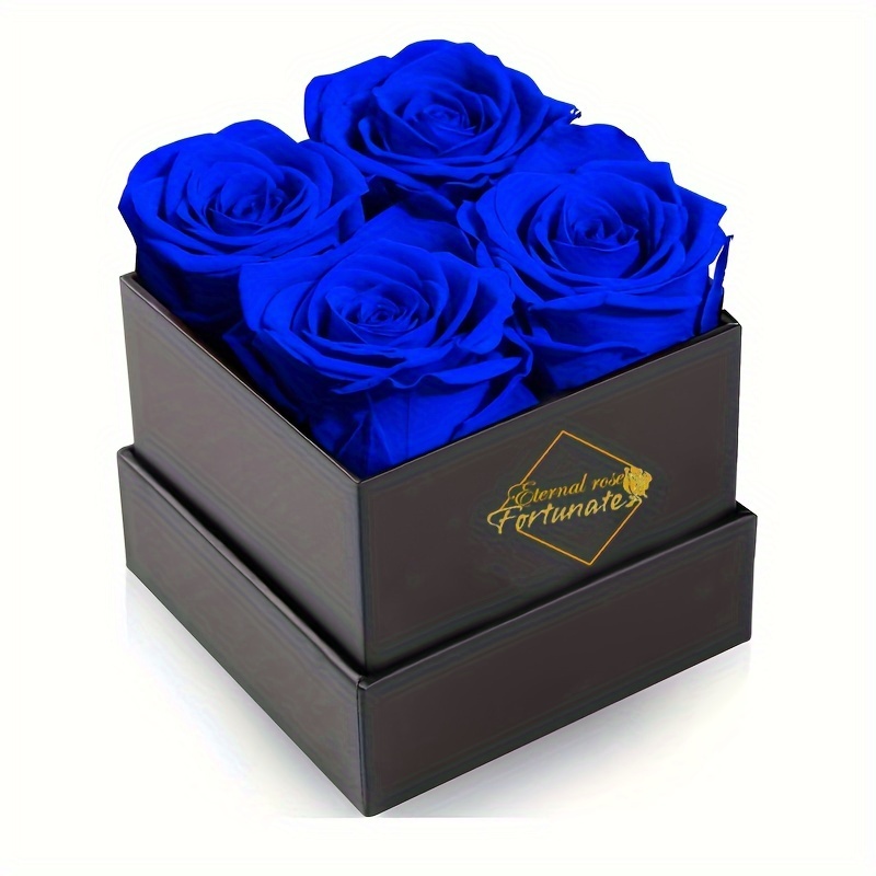  Regalos para el día de San Valentín para ella, regalos de  cumpleaños para mujer, 4 piezas de rosas reales preservadas para ella,  regalos de flores de San Valentín para mamá de