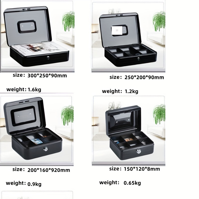 Portable Metal Cash Box With Lock Safe Box Storage Iron Box