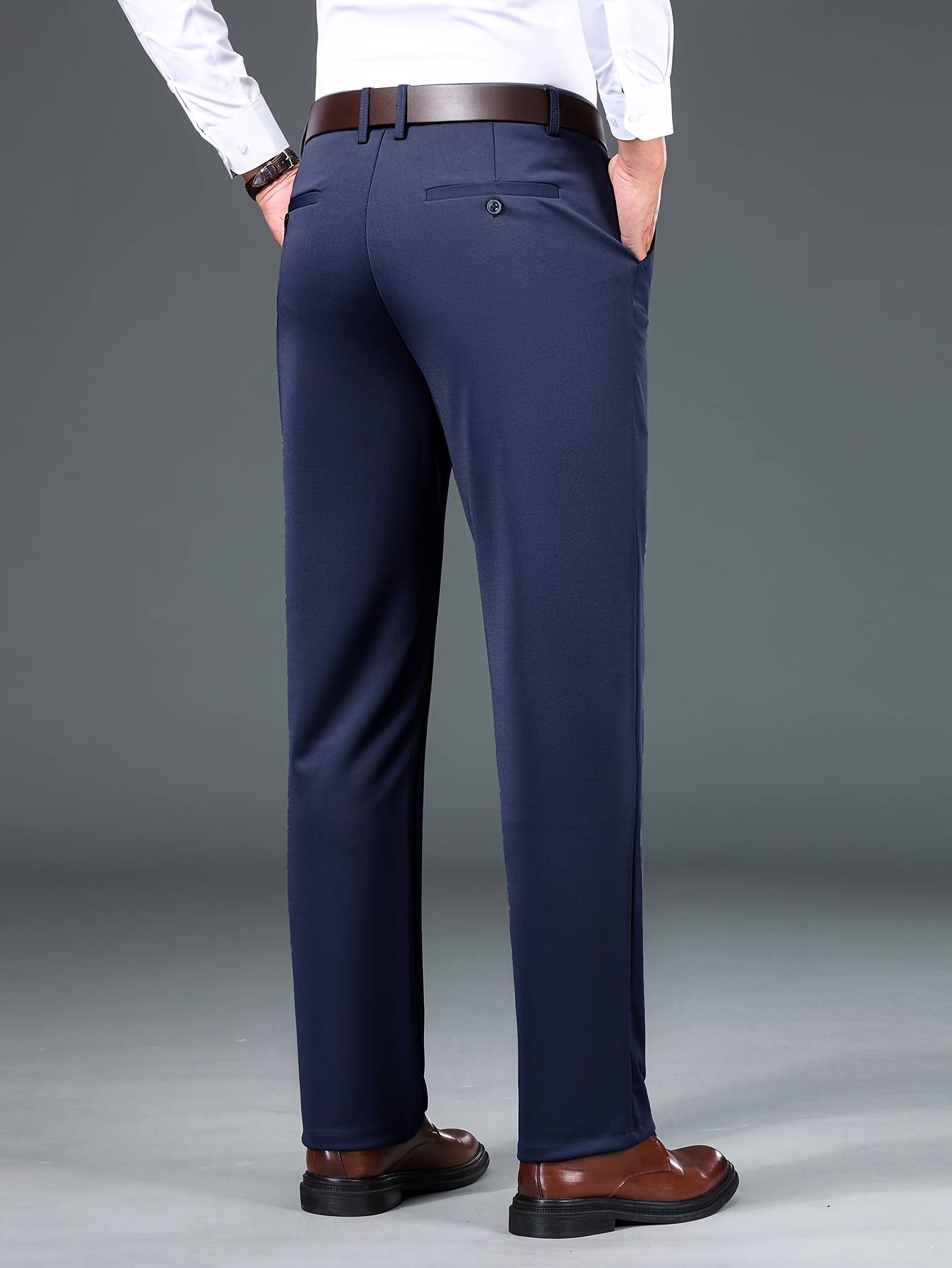 Classic Design Dress Pants Pantalones Formales De Color - Temu