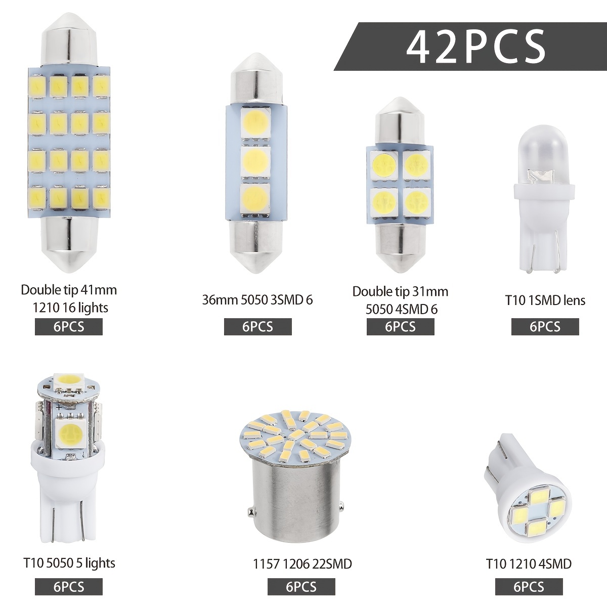 Led Bulb C Super Bright 6000k White 12v 3030 Smd Interior - Temu