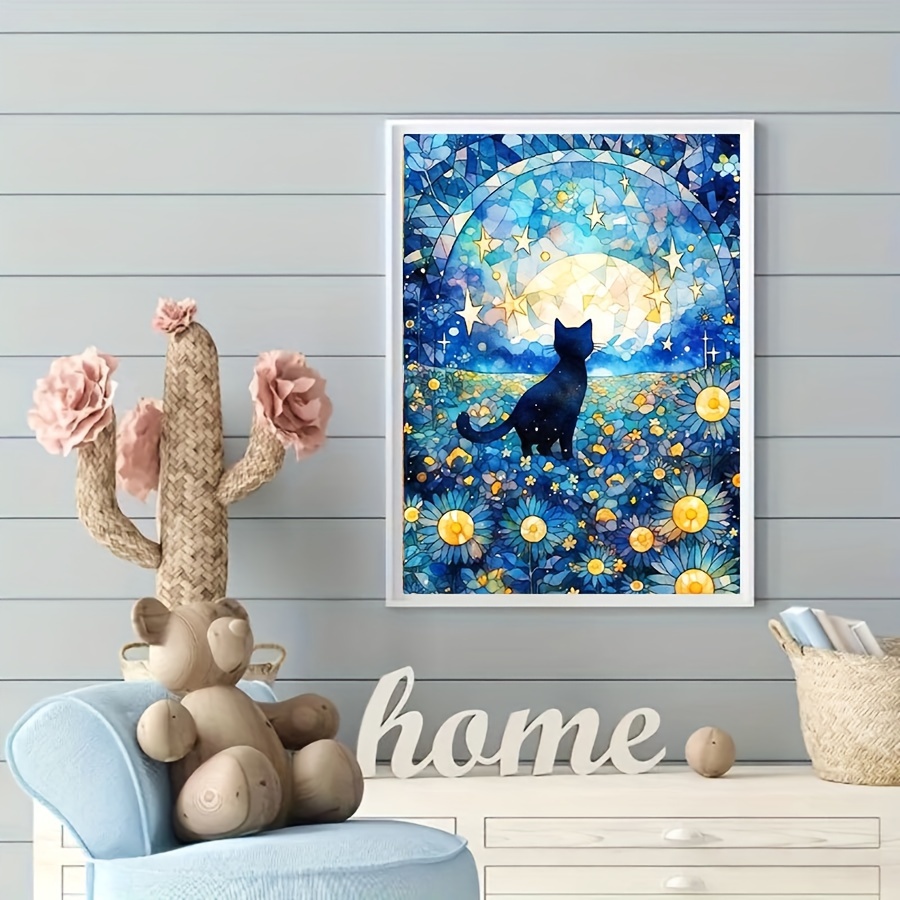 Black Cat and Flowers - 5D Diamond Painting - DIY 5D Painting with Diamond  Kit - Untitled Artisan