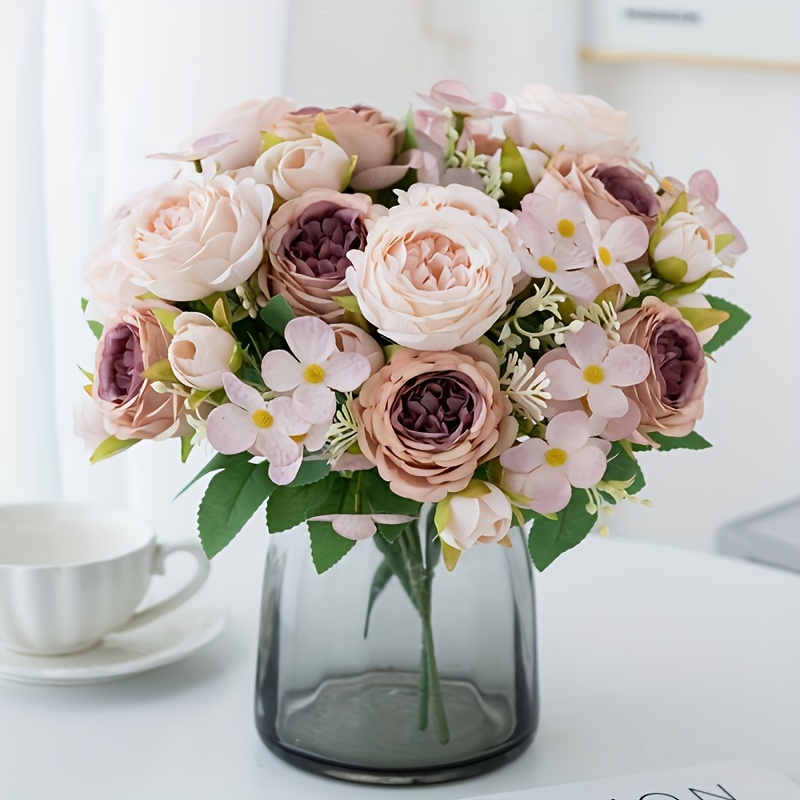 1/3 Pezzi Di Bouquet Di Peonie Simulato, Fiore Di Plastica Finto Fiore,  Decorazione Per La