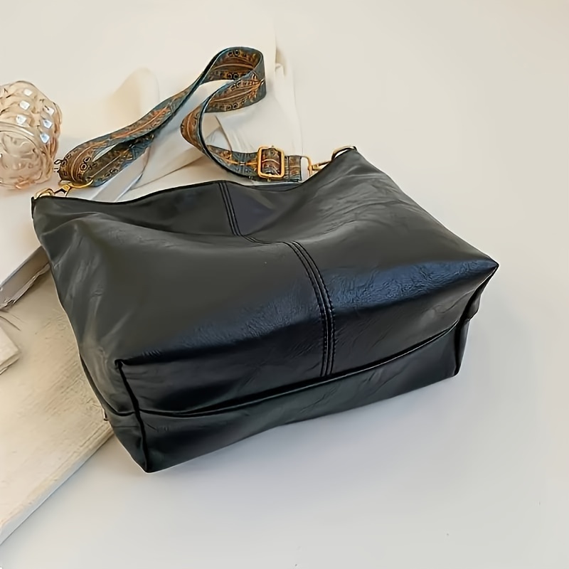 Sac Fourre-tout Rétro Géométrique - Grand Modèle, Bandoulière, PU