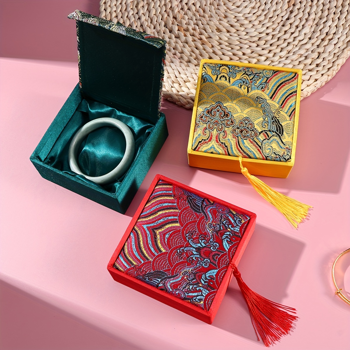 Chinese Style Double Layer Brocade Jewelry Bag Jewelry Gift - Temu Australia