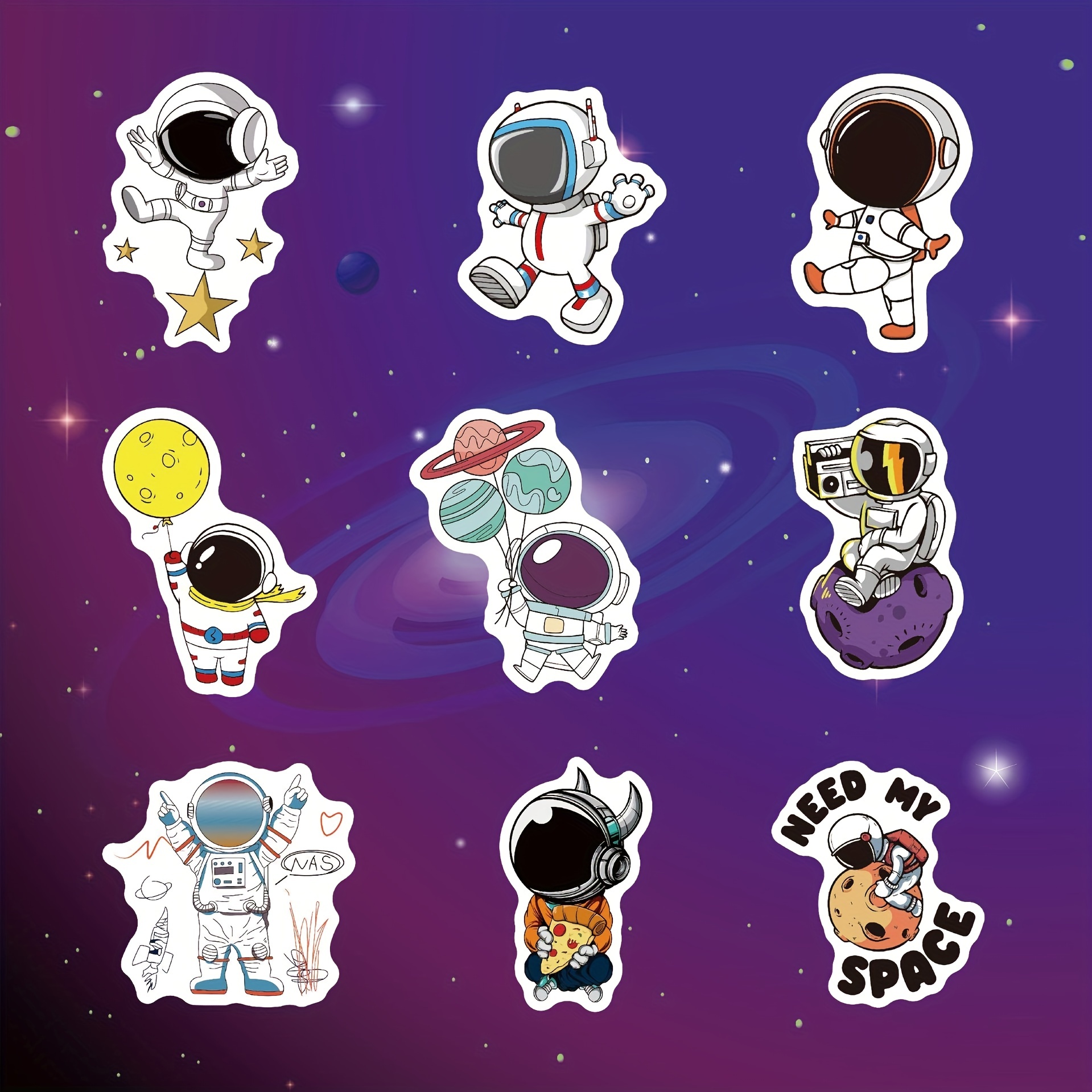 100pcs NASA SPACE ASTRONAUT Sticker Packs Space theme stickers For  skateboard