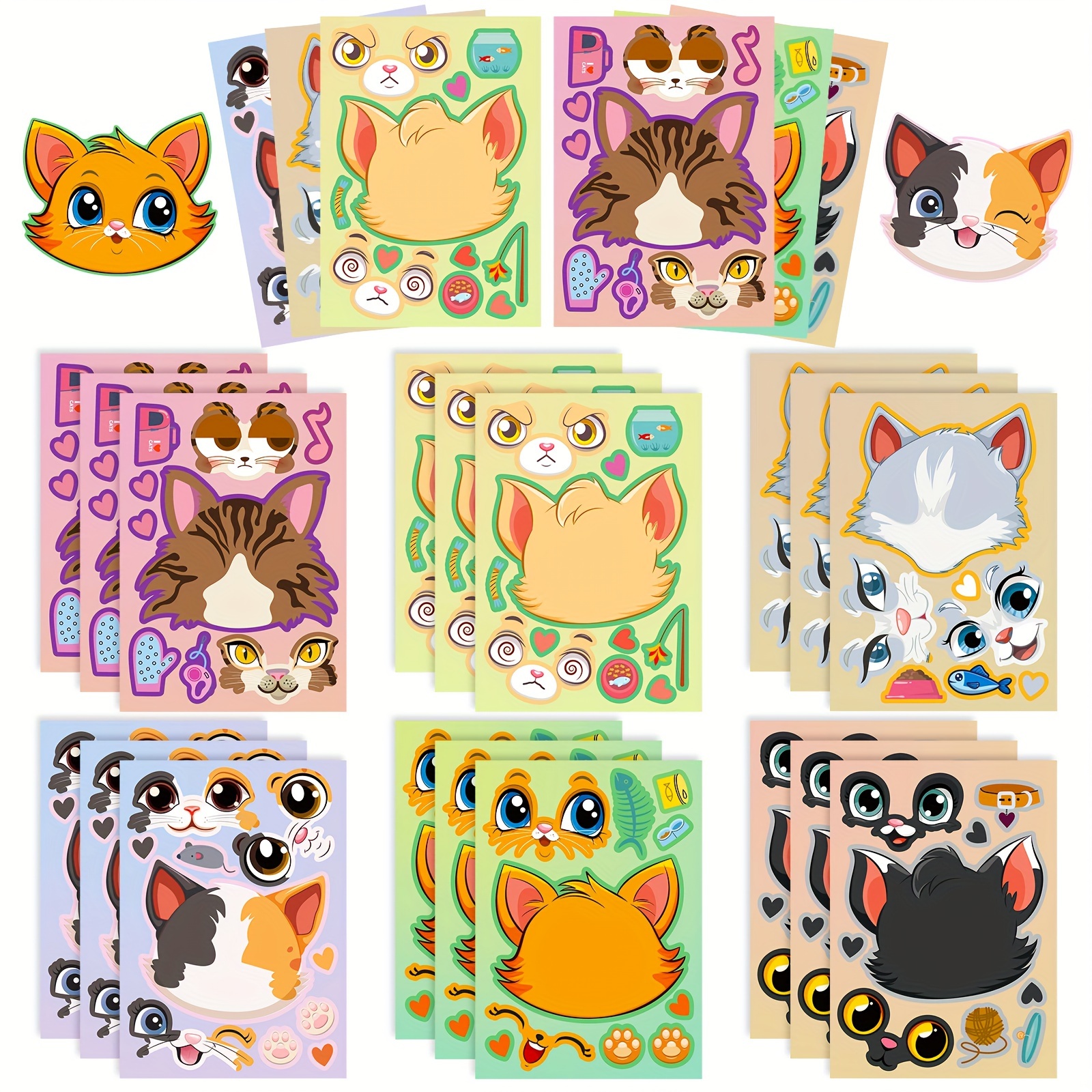 Autocollants De Maquillage Chat, Puzzle De Jeu Pour Enfants