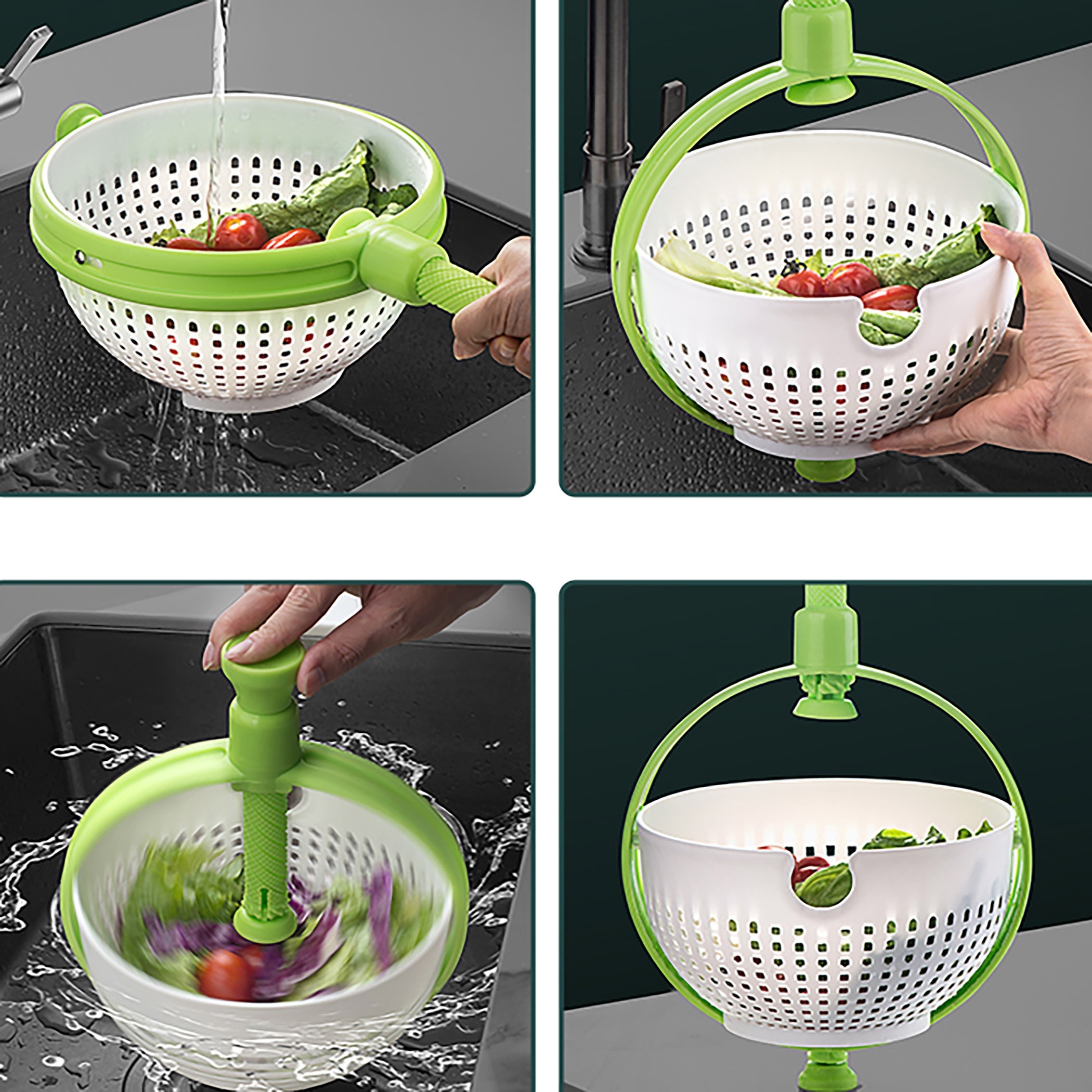 1pc Salad Spinner, Vegetable Washer With Bowl,vegetable Washer, Dryer  Drainer Strainer With Bowl - Salad Spinner With Lid, Washing Cleaning &  Drying G