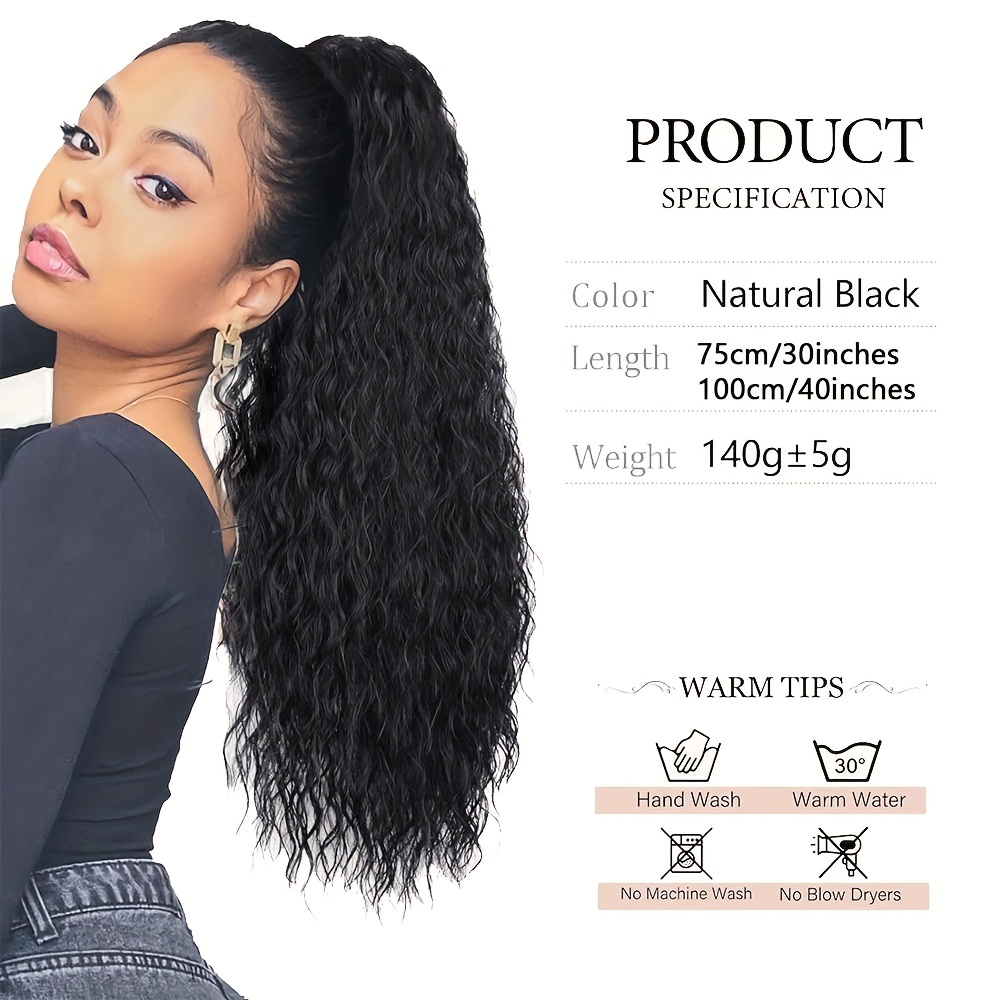 Long Curly Drawstring Ponytail Women Black Curly Ponytail Temu