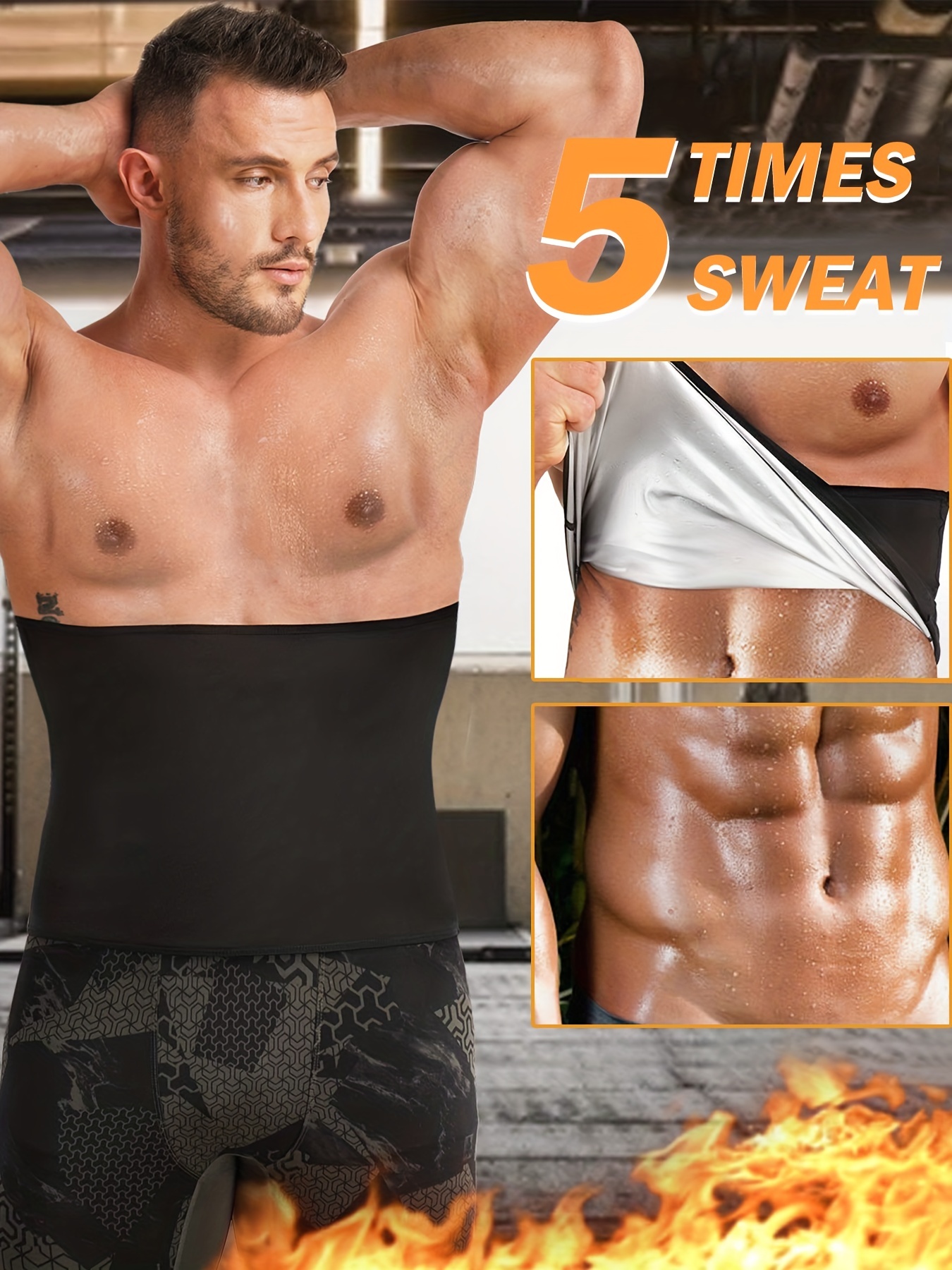 Men s Neoprene free Waist Trimmer Waist Cincher Sauna Sweat Workout Stomach Body Shapewear