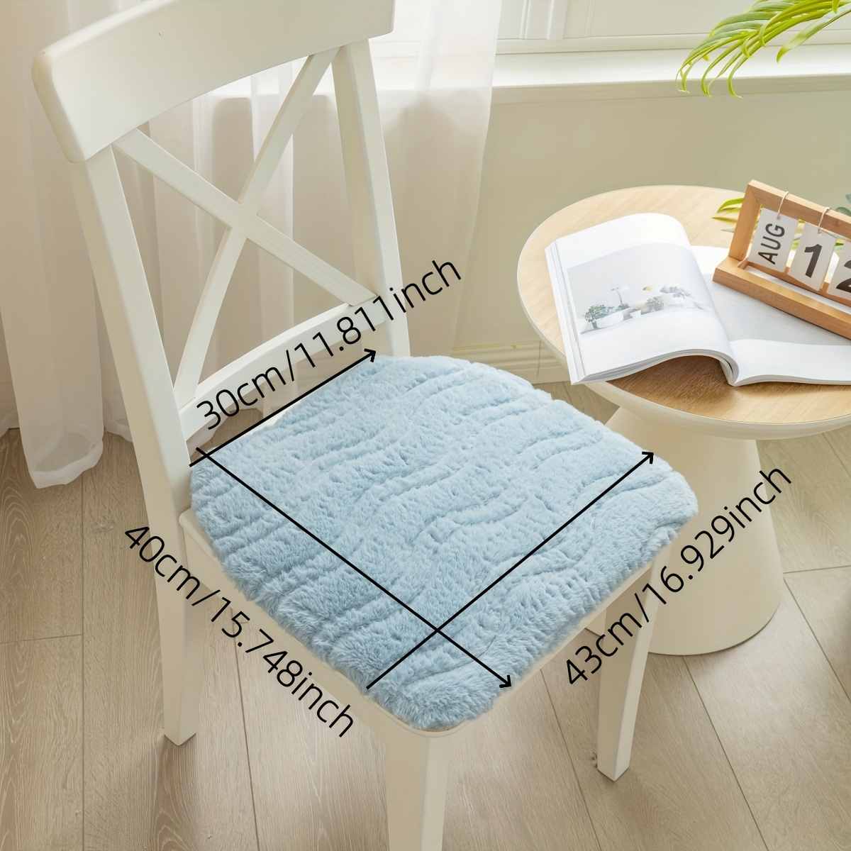 1pc Solid Color Chair Seat Cushion, 18 X 18 Inch Blue Polyester