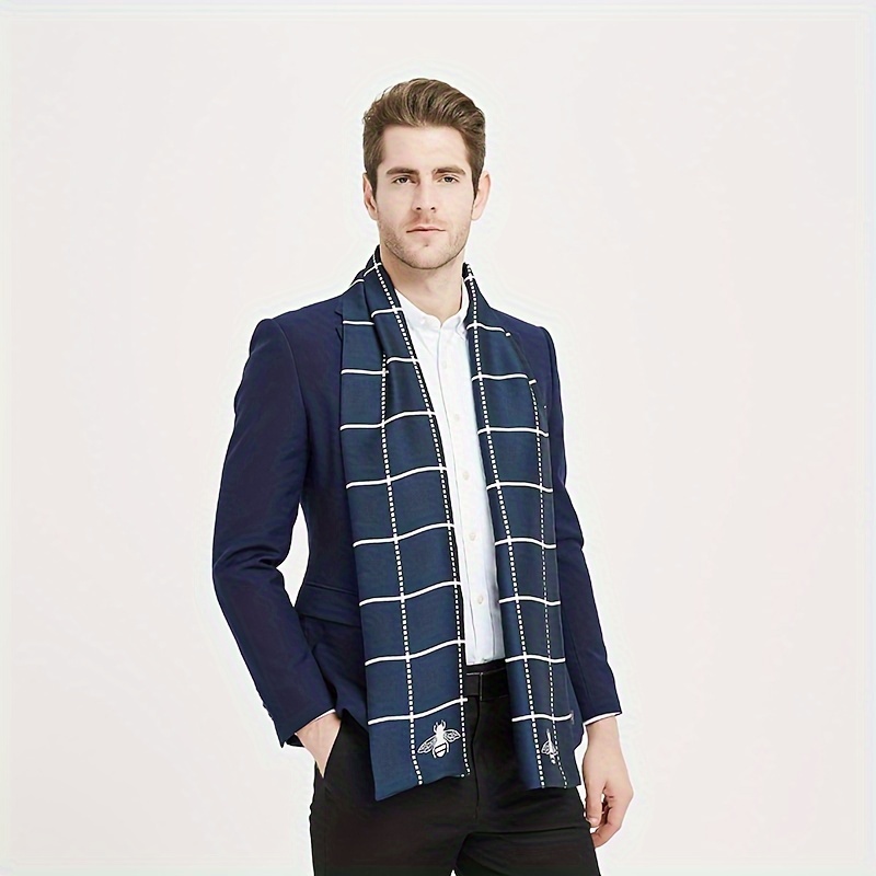 Men's Elegant Double-Layered Scarf - Soft Polyester, Fashionable & Versatile Accessory for Any Outfit details 2