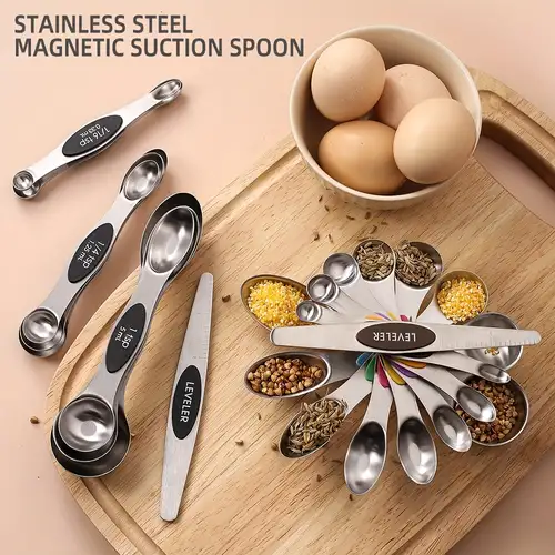 9 pcs Stainless Steel Measuring Cup Kitchen Scale Measuring Spoons Scoop  For Baking Cooking Teaspoons Sugar Measuring Tools SetA 