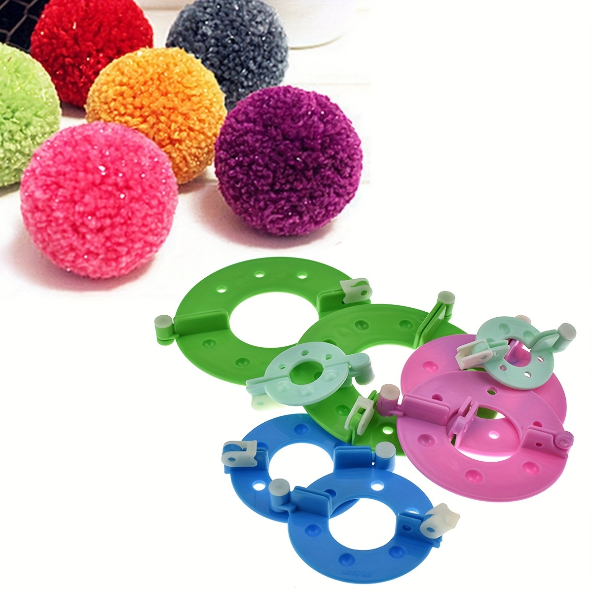 Ayasee Pompom Maker, 4 Tamaños Pom Pom Makers para Fluff Ball Weaver Needle  Craft DIY Lana de Tejer Craft Tool Tool Set Decoración (4)