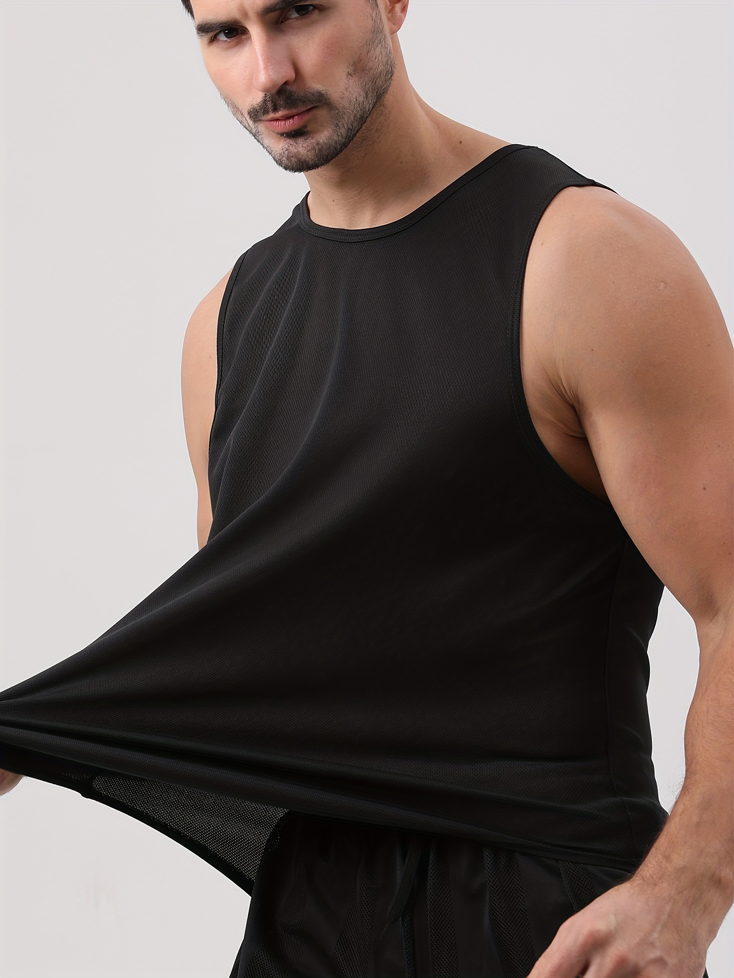 Men Summer Plain Gym Muscle Tank Top Quick Dry Sleeveless Running Vest  Shirt 