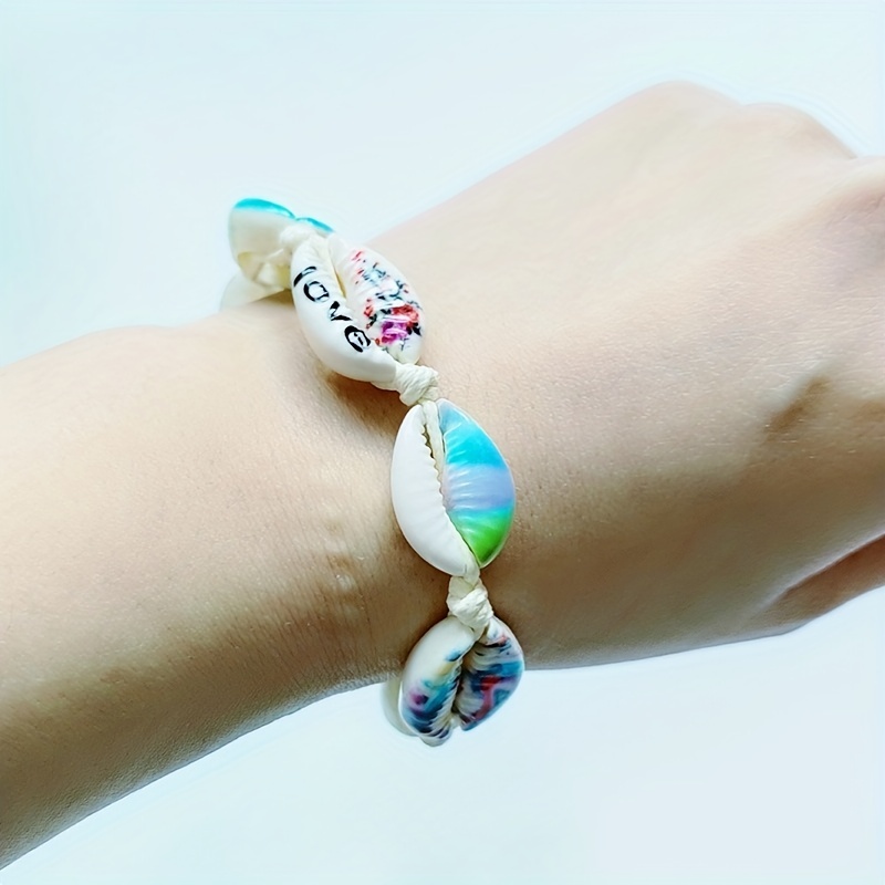 Men's Painted Shell Braided Bracelet, Bohemian Style