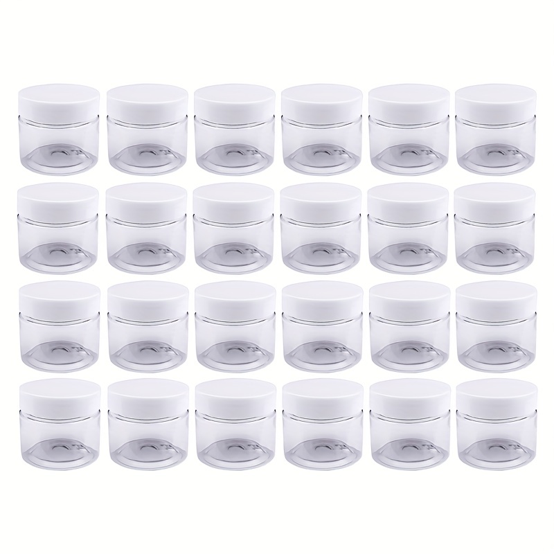 16 Pieces 60 ml/ 2 oz Round Clear Leak Proof Plastic Container Jars with  Lids Plastic Slime Jars Empty Slime Storage Containers Refillable Storage  Favor Jars for Travel Cosmetic Lotion Creams (White)