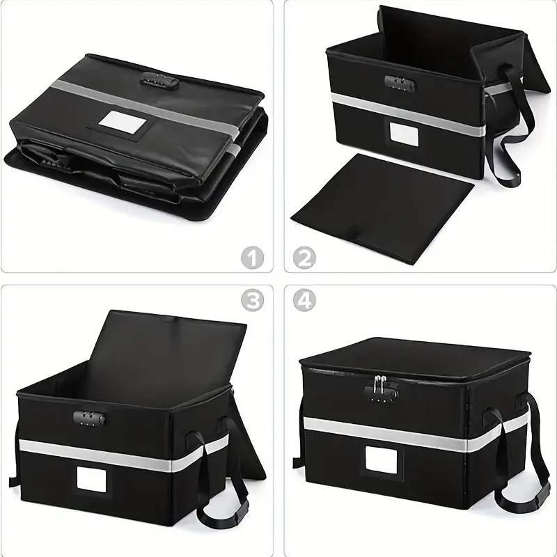 Fireproof Document Box with Lock, Foldable File Box, with Handles,  Waterproof and Fireproof File Storage Box, for Storing Important Items such  as