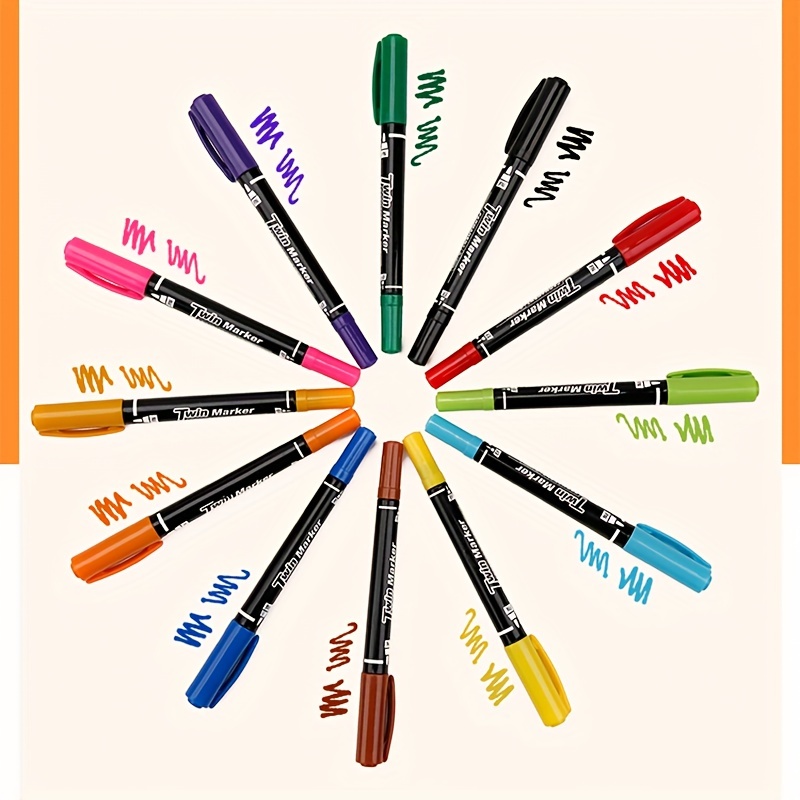 Gxin Paint Markers Pens 12 Colors Dual tip/ Fine tip Markers - Temu