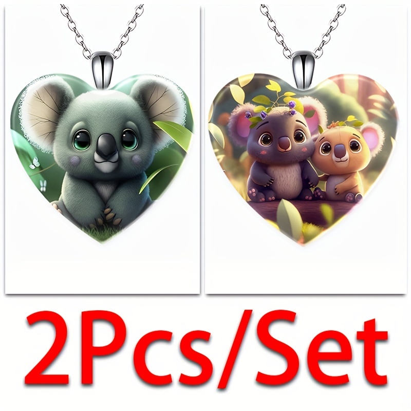 3pcs Cute Cartoon Koala Sitting on A Tree Branch Necklace and Earring Set for Teen Girls, Birthday and Christmas Gifts,Temu