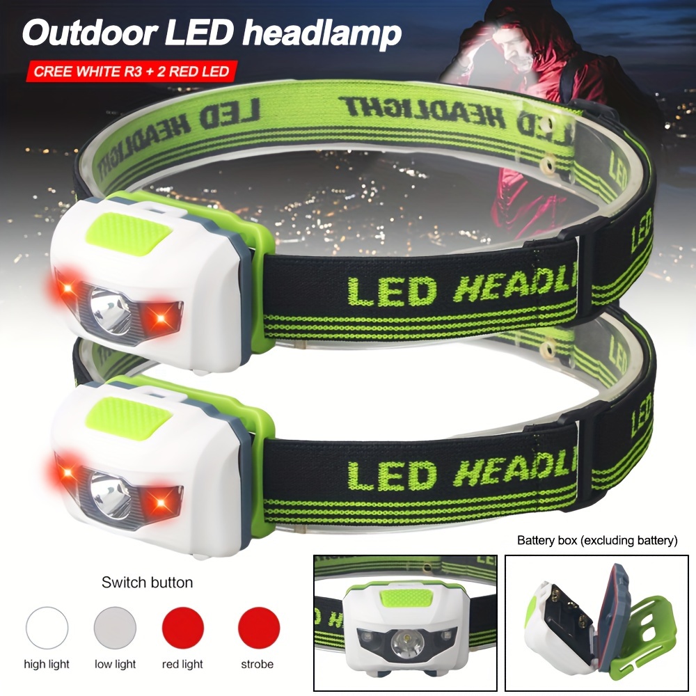 Led Headlamp High Light Head Flashlight With White Red Lights Helmet Clip  For Outdoor Camping Running Fishing - Sports & Outdoors - Temu Canada