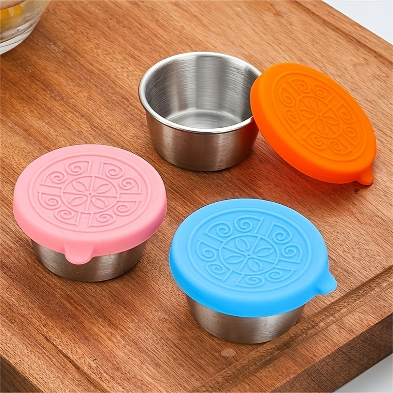 Bento Box Sauce Container With Lid Dipping Dish With Silicone Cover  Seasoning Dish Sauce Cup With Lid Dressing Containers To Go For Condiments  With Lid,bento Boxes Salad Dipping Sauce Cup, Multicolor 