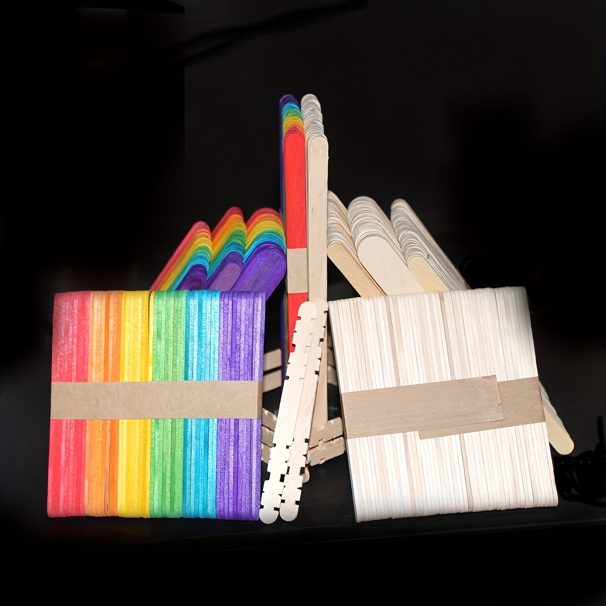  Wooden Colorful Jumbo Popsicle Sticks - 6 100 Pcs Craft Sticks  for Home Art Supplies and Classroom : Arts, Crafts & Sewing