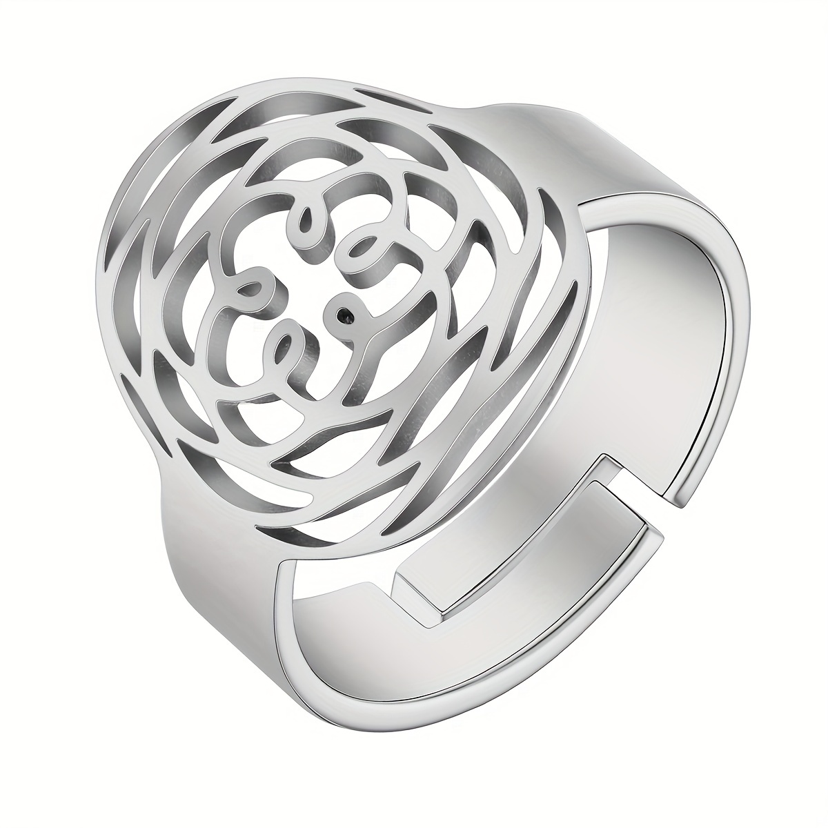 Golden Stainless Steel Rose Pattern Ring for Men