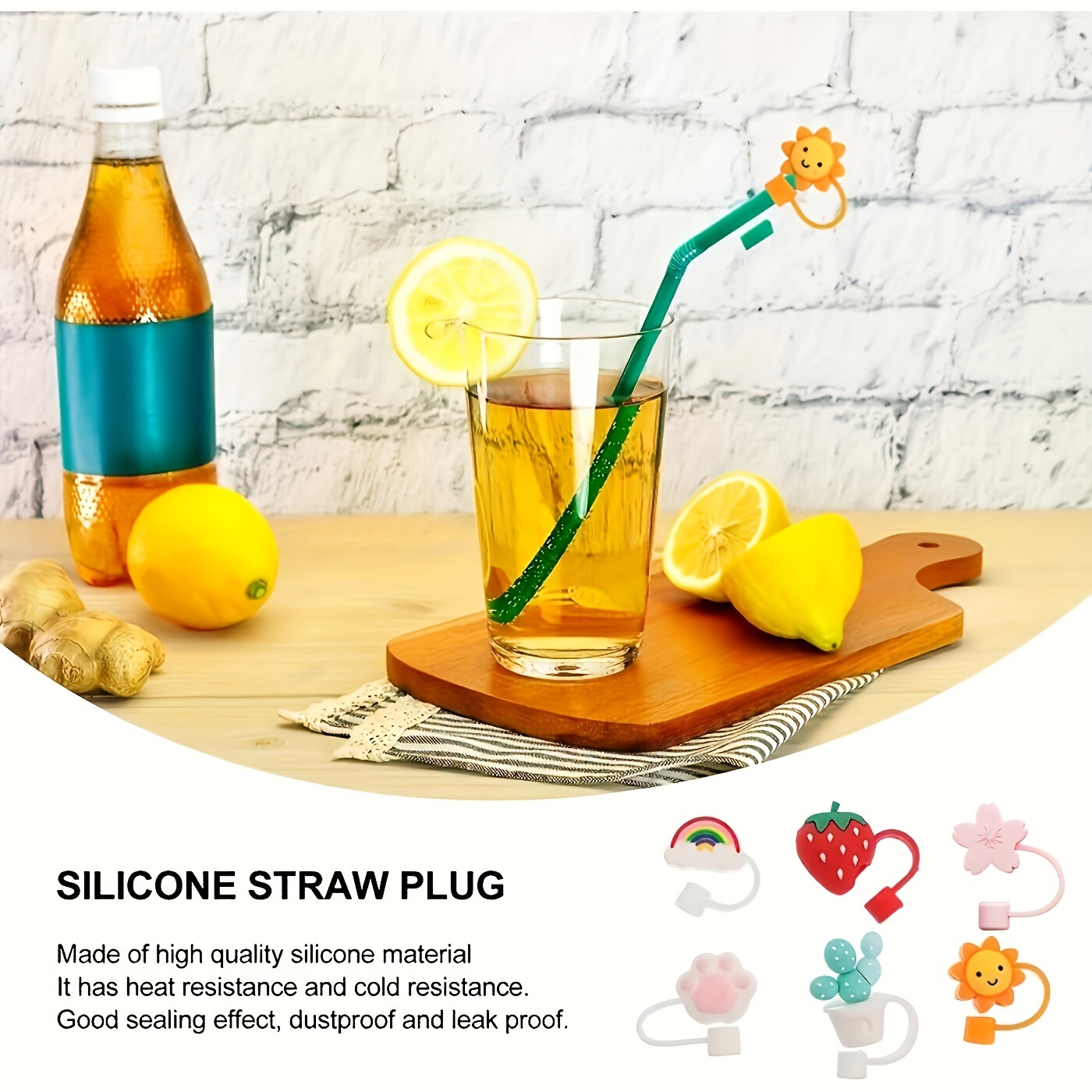 8Pcs Straw Silicone Caps Drinking Pipe Covers Straw Tip Plugs Silicone  Straw Covers