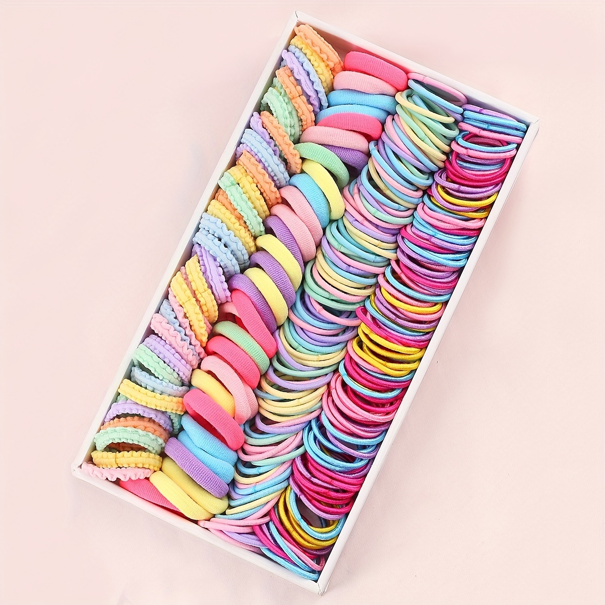 

120/170/220/300pcs Creative Colorful Candy Color Elastic Hair Ties Decorative Hair Accessories Holiday Gift For Girls