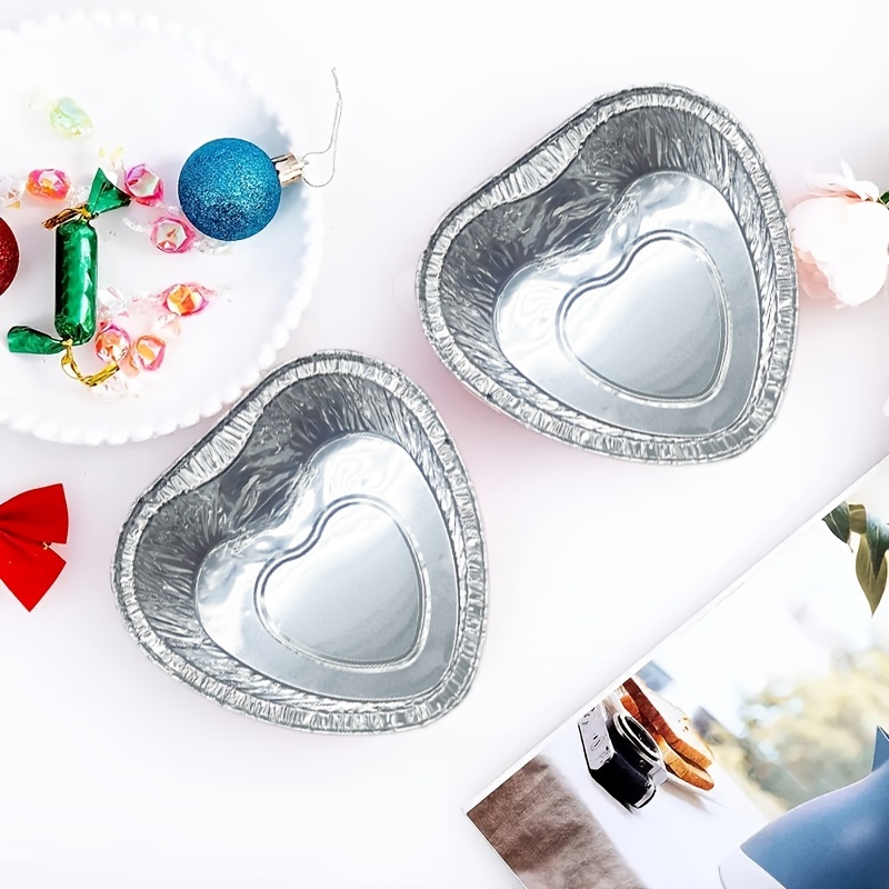 20PCS/set 4.5 Oz Heart Shaped Aluminum Foil Disposable Baking Cups