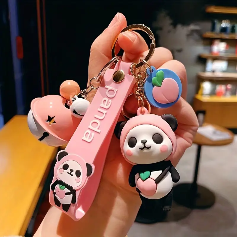 Kawaii Süßer Fußball-Bär-Schlüsselanhänger, Kreativer Panda-Puppen