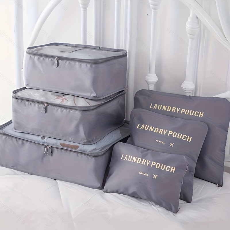 8pcs / set Sacs de stockage de bagages de grande capacité pour l'emballage  Cube Vêtements Sous-vêtements Cosmétique Organisateur de voyage Sac De  toilette Pochette
