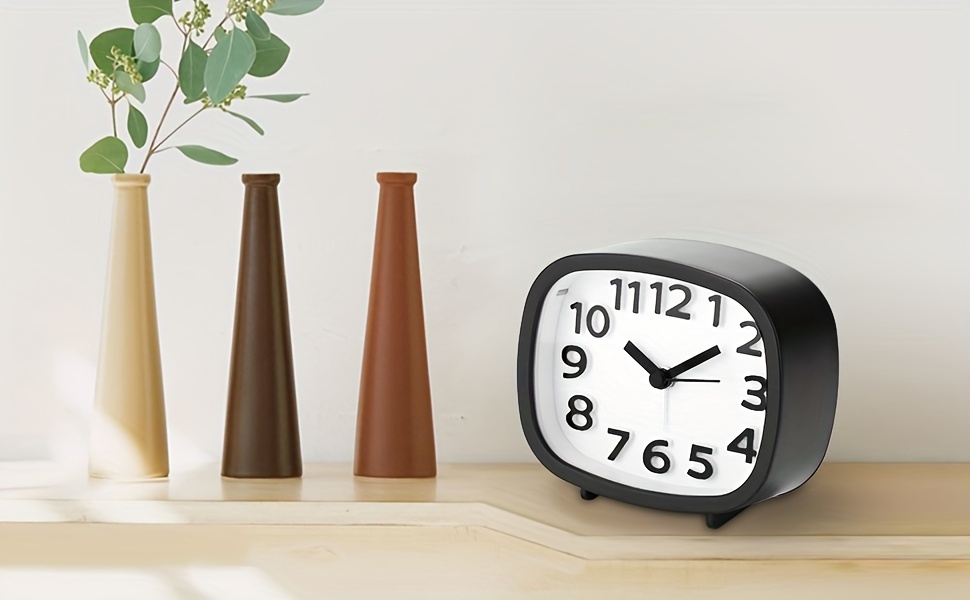 1 Pc Réveil Non Ticking, Horloge De Chevet Alimentée Par Pile, Horloges