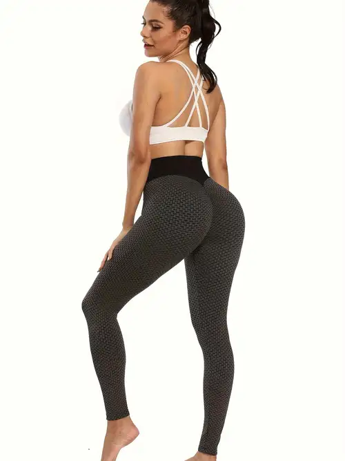 Women Plus Size Pocket Yoga Pants High Waist Elastic Push Up Fitness Sports  Leggings Girls Gym Workout Honeycomb Sweatpants