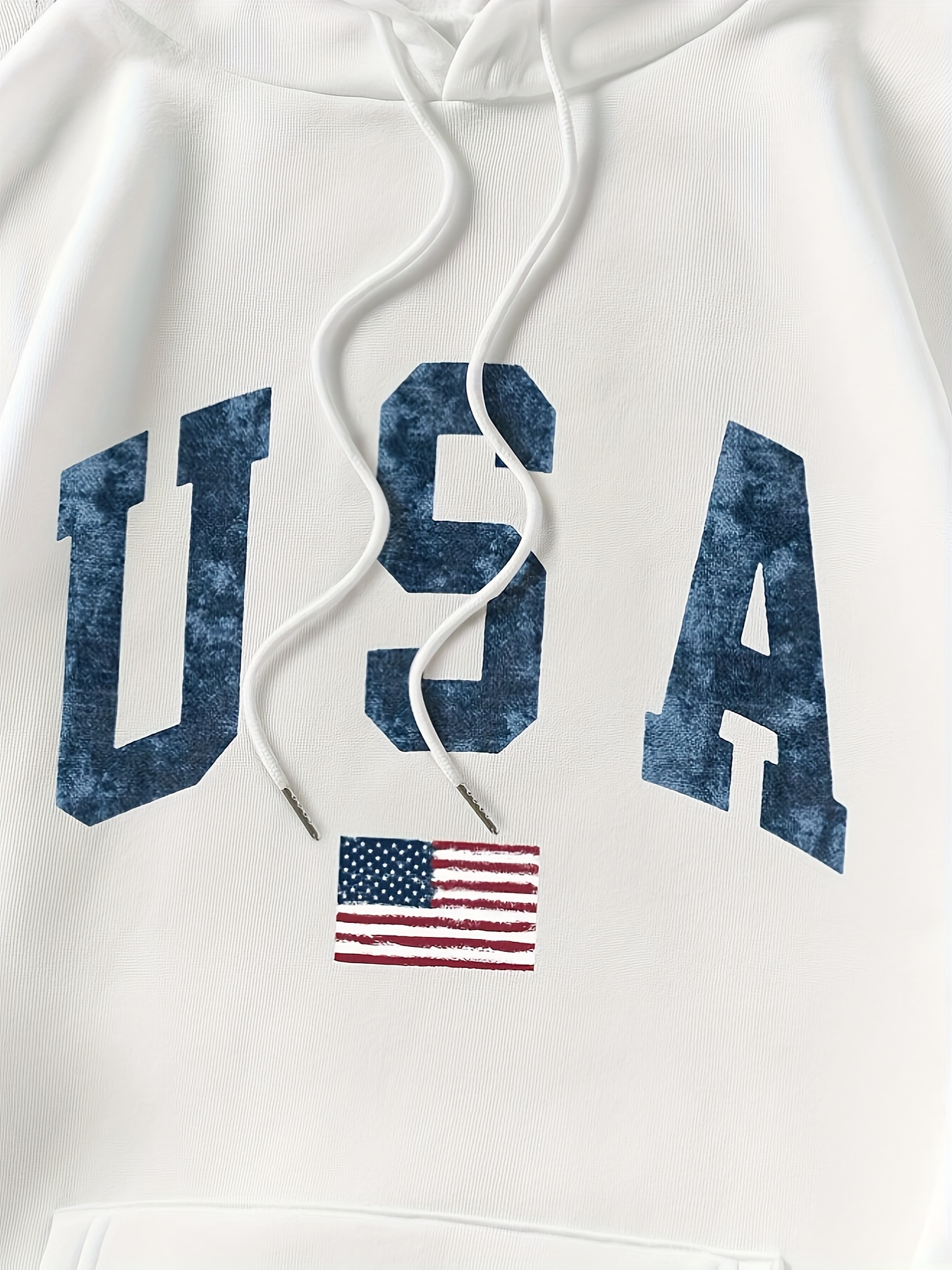 Usa Flag Print Drawstring Thermal Lined Casual Hoodie Long - Temu