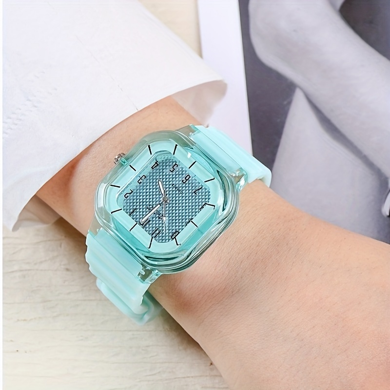 1pc Gar ons Filles Carr Cadran Transparent Montre Num rique